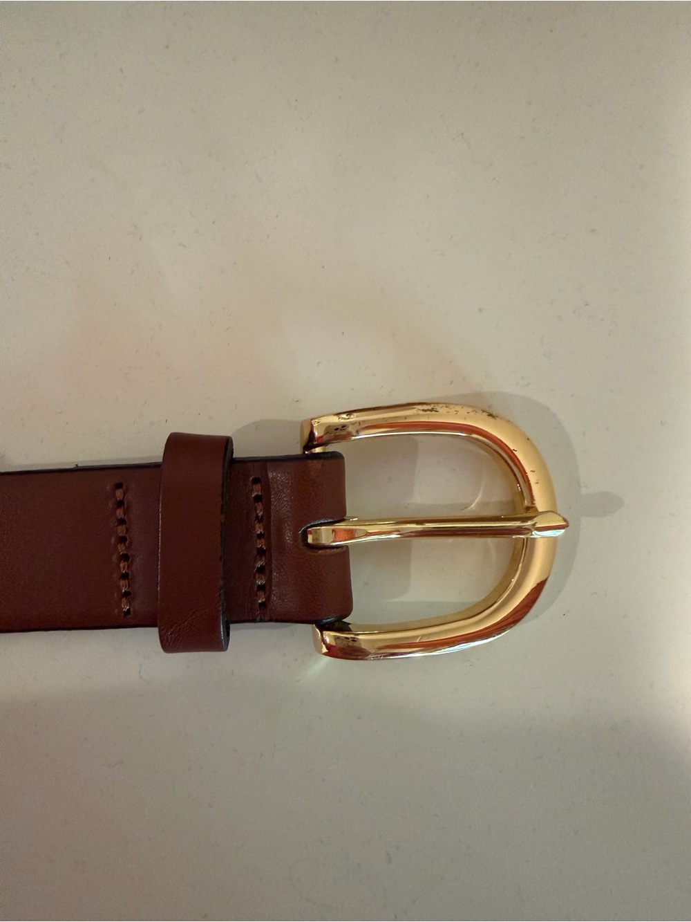 J. Crew Brown Leather Belt with Gold Buckle